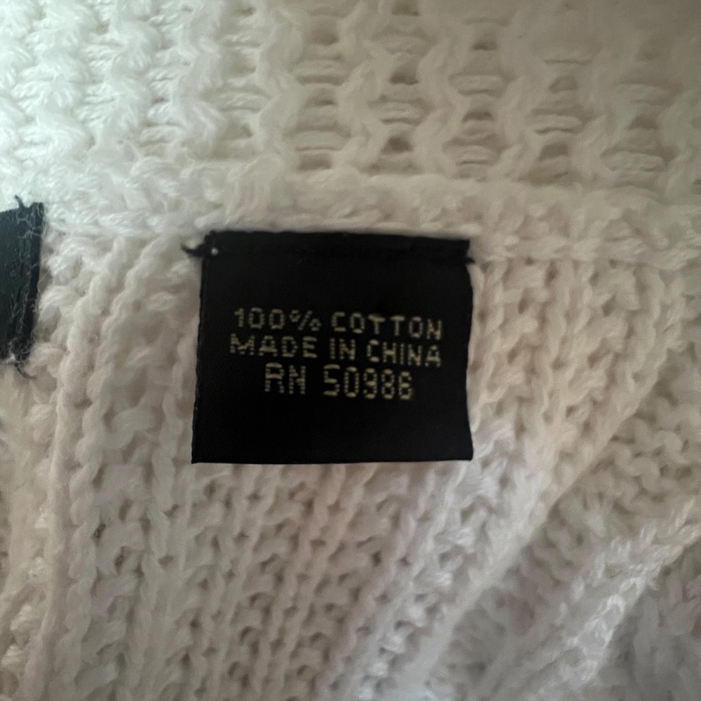 Jeanne Pierre Woman Ivory Cotton Cable Knit Shawl Collar Cardigan Sweater 1X - Picture 3 of 16